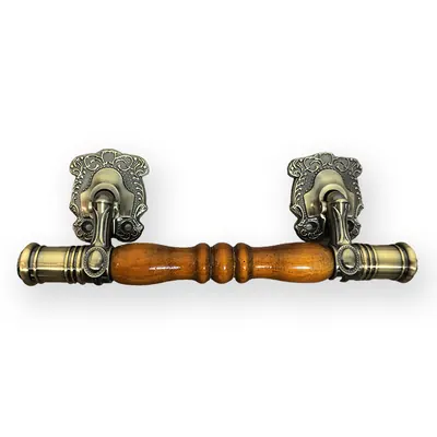 Wooden Casket Handle 1070-3 in Metal Arm and End Cap With 22mm Wooden Bar by Customized Color detail view
