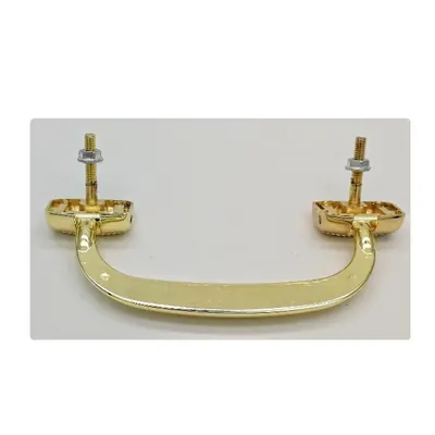 Coffin handle with screw rod 1017 in gold plating side view