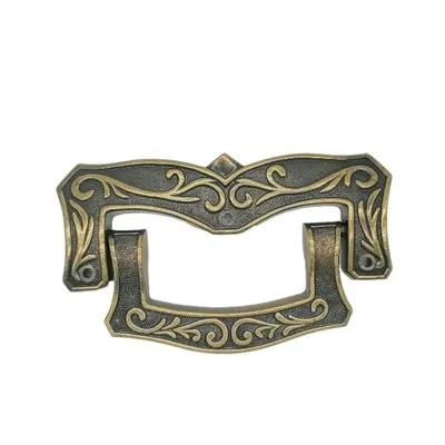 French coffin handle 1018 in antique brass color plated and well polished side view