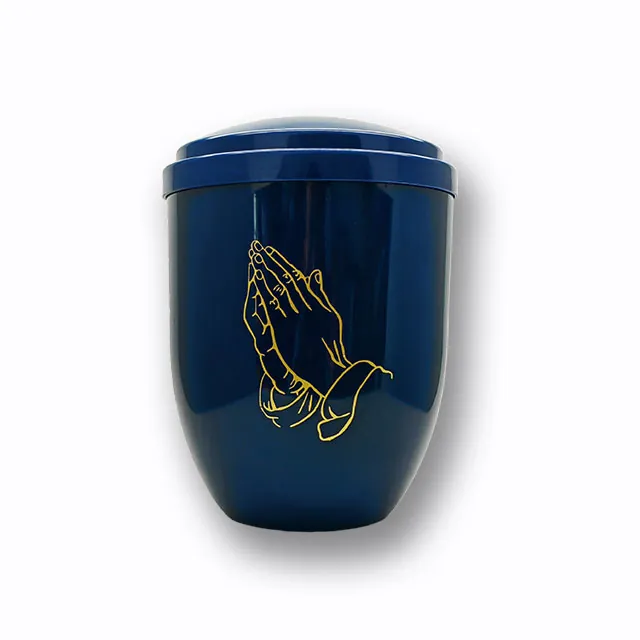 Cheapest Funeral Ash Urn For Cremation in ABS plastic material and Blue color (ref PABLUE)