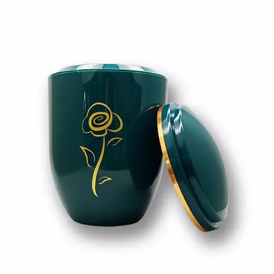 A Timeless Memorial: Green ABS Plastic Funeral Ash Urn for Cherished Remembrance (ref PAGREEN) side view