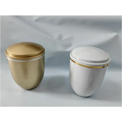 Funeral Ash Urn White Color With Brush Gold Belt In Plastic Material and 3.3L Volume (ref PA006-2) side view