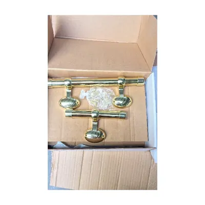funeral coffin metal handle set 1007 with T bar handle in gold plating; wooden coffin handle and fittings (ref 1007 Set) detail view