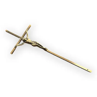 Funeral Crucifix 8065 Metal Cross in Antique Brass Color for Wooden Coffin and Casket Ornament side view