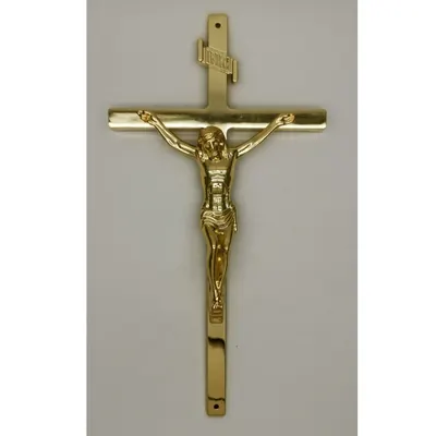 Funeral Supplies Casket Decoration 11.5” Metal crucifix and Cross 8038 in Gold color alternative view