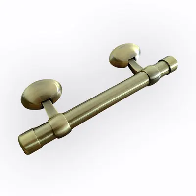 Polished Coffin Handle 1006 Egg Design with M6 screw rod and nuts side view