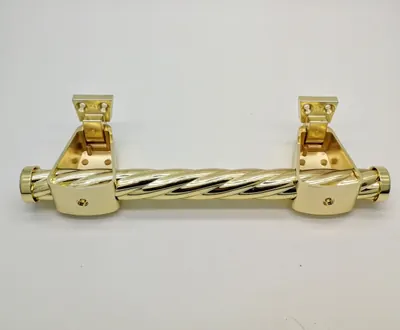 Funeral casket and coffin handle and knobs 1038-2 gold plated and steel bar detail view