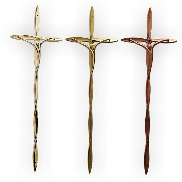 Funeral Crucifix And Cross 8040 in Zinc Alloy material and Gold Plating, Coffin Decorations and Fittings