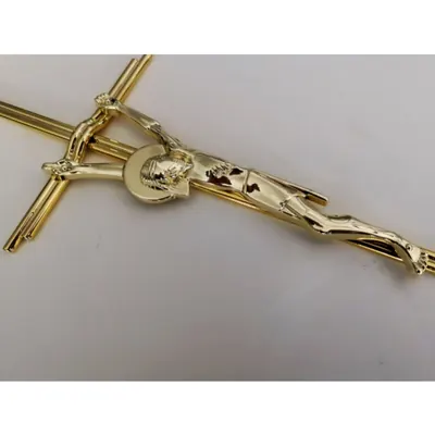 Double steel wire funeral cross with Christ for Italy wooden coffin decoration (ref 8036) side view