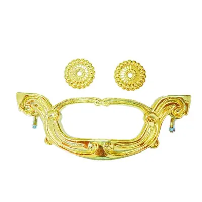 European casket handle gold color with steel wire reinforced 9508 side view
